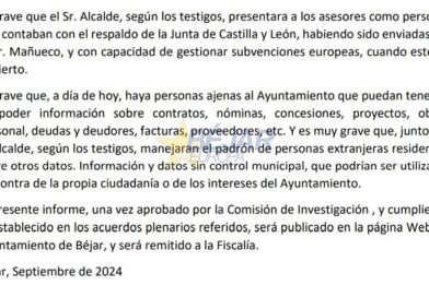 VÍDEO | Los ‘asesores’ tuvieron acceso a documentación personal sensible en el Ayuntamiento de Béjar